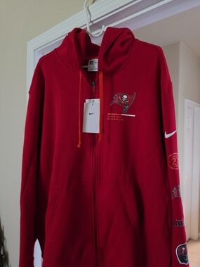 Nike Red Full-Zip Hoodie with Orange Drawstrings